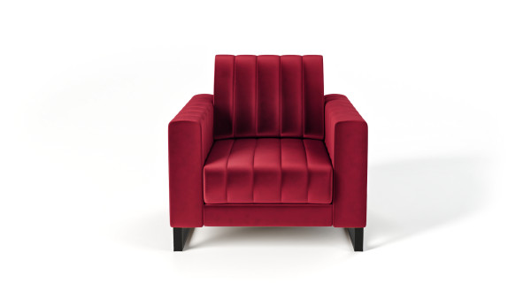 Fotel LOFT velvet czarne nogi czerwony
