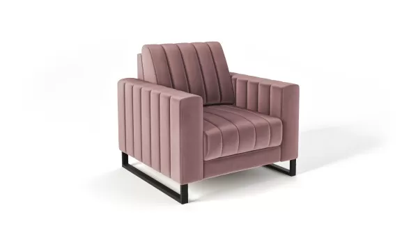Fotel LOFT velvet czarne nogi pudrowy róż